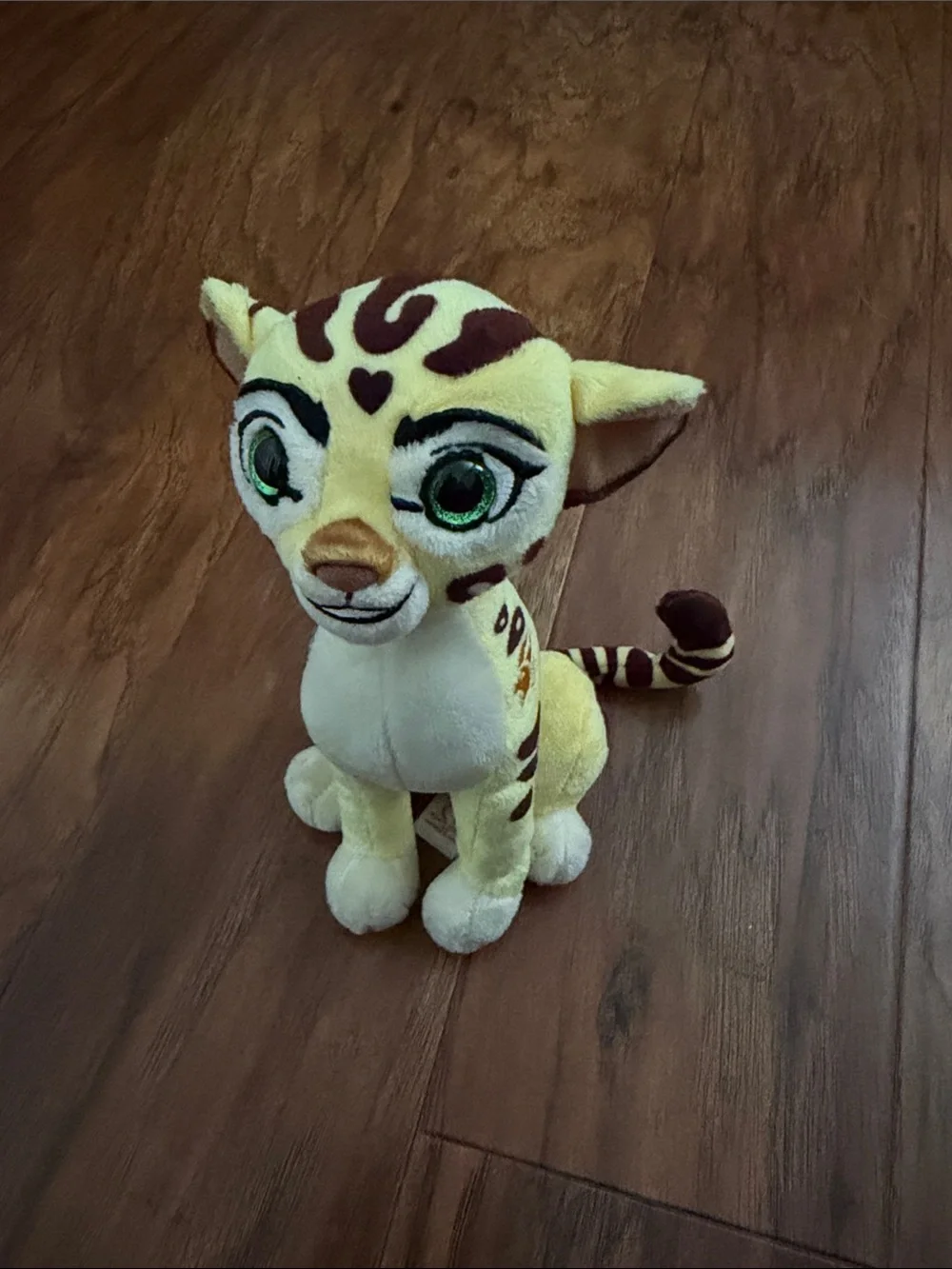 Disney Yellow and Brown Leopard Plush with Green Eyes